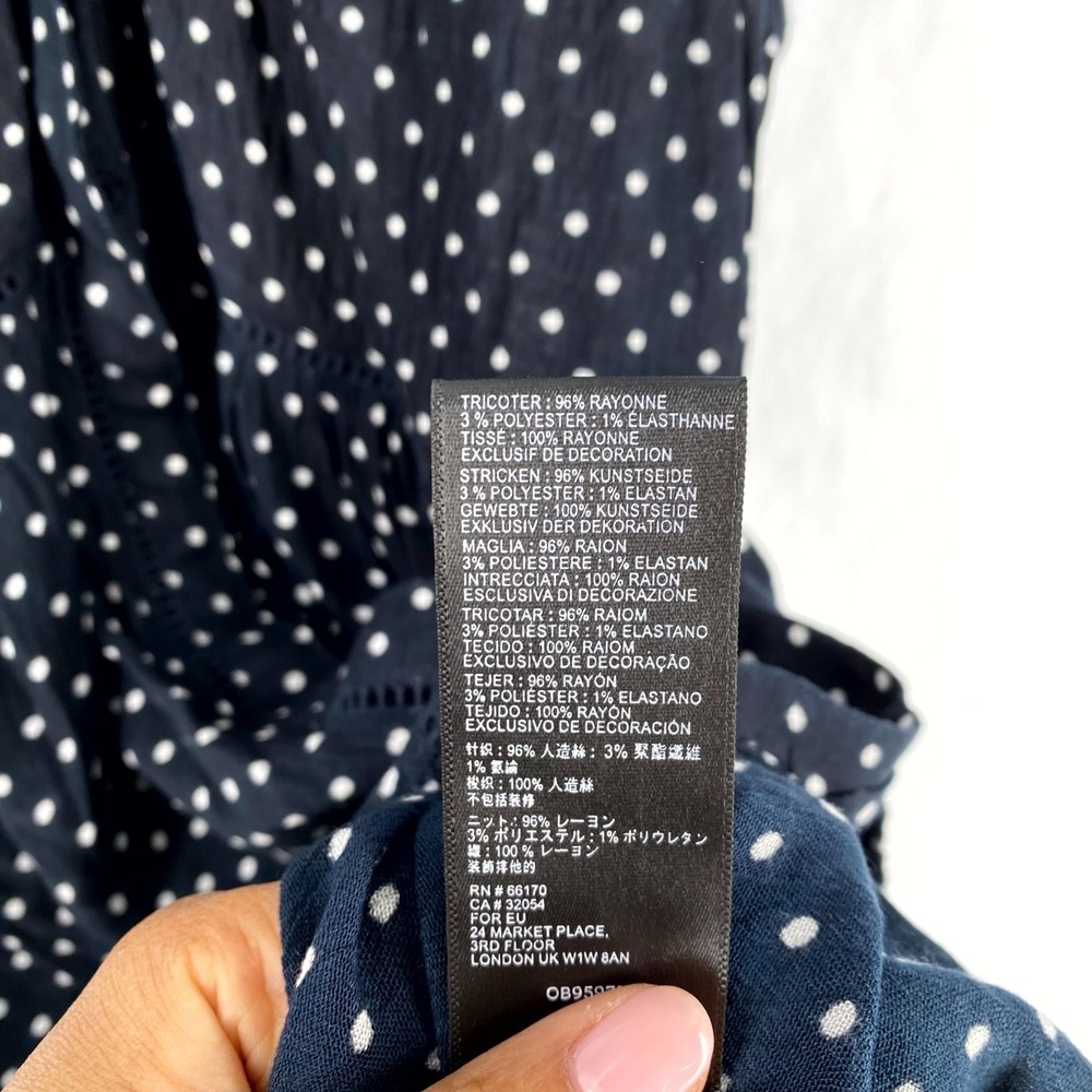 Anthropologie Shirt Dress Women L Navy Layla Lightweight Polka Dot Button - Picture 9 of 13